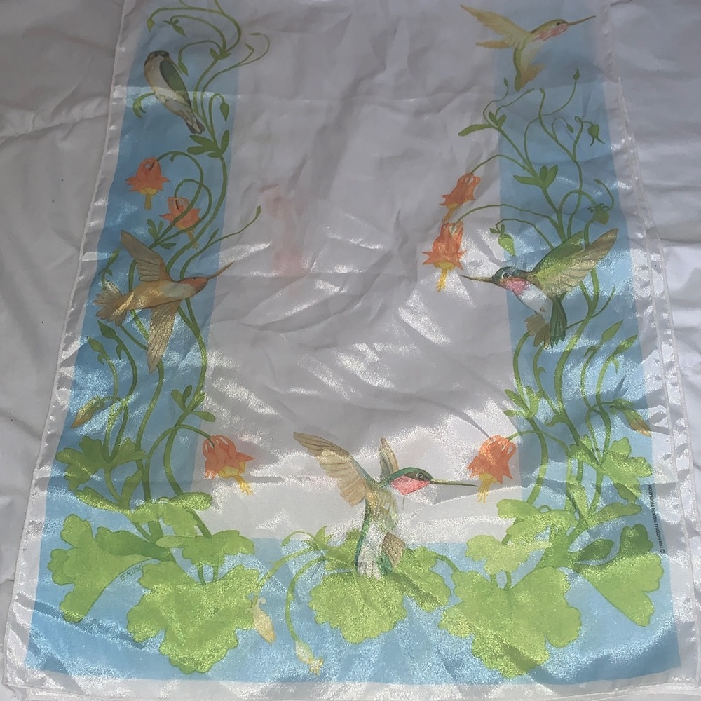 Hummingbird and Floral Sheer Scarf